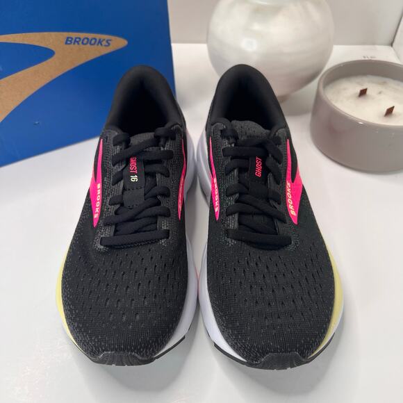 Brooks Ghost 16 Running Sneaker Lace Up Black/Pink 1204071B074 Women 6 M NWB - Picture 5 of 10